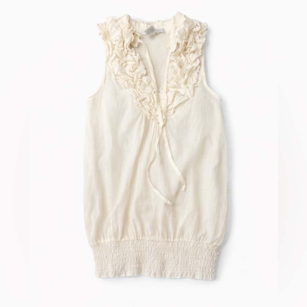 Charlotte Russe Ruffled Sleeveless Cream Blouse